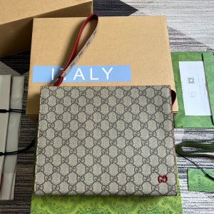 Gucci GG Small Pouch 768255 In GG Supreme Canvas Beige/Red