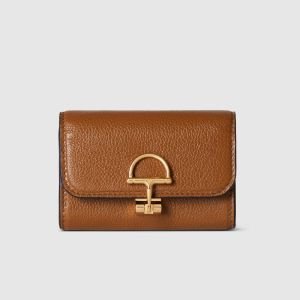 Gucci Softbit Card Case 828148 In Grainy Leather Brown