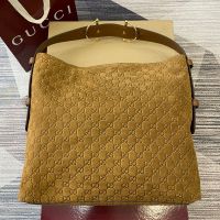 Gucci Beatrix Large Tote Bag 850546 In GG Embossed Suede Brown