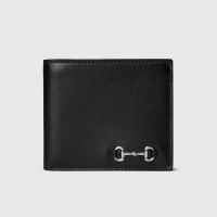 Gucci Bifold Wallet with Horsebit Detail 846950 In Smooth Leather Black