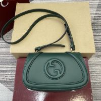 Gucci Blondie Small Shoulder Bag In Smooth Leather 815700 Green