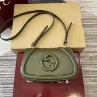 Gucci Blondie Small Shoulder Bag In Smooth Leather 815700 Olive