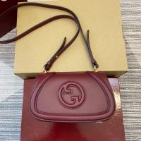 Gucci Blondie Small Shoulder Bag In Smooth Leather 815700 Red