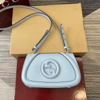 Gucci Blondie Small Shoulder Bag In Smooth Leather 815700 Sky Blue