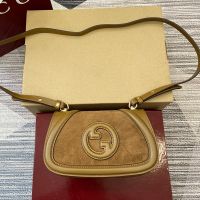 Gucci Blondie Small Shoulder Bag In Suede 815700 Brown