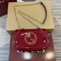 Gucci Blondie Small Shoulder Bag In Patent Leather 815711 Red