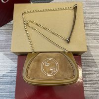 Gucci Blondie Small Shoulder Bag In Suede 815711 Brown