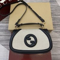 Gucci Blondie Medium Top Handle Bag In Canvas 815714 Beige/Black