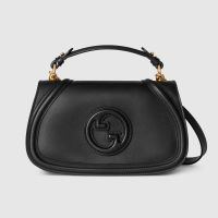 Gucci Small Blondie Top Handle Bag In Smooth Leather 815714 Black