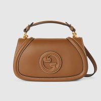 Gucci Small Blondie Top Handle Bag In Smooth Leather 815714 Brown