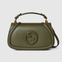 Gucci Blondie Medium Top Handle Bag In Smooth Leather 815714 Olive