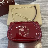 Gucci Blondie Medium Shoulder Bag In Patent Leather 815715 Red