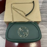 Gucci Blondie Medium Shoulder Bag 815715 In Smooth Leather Green