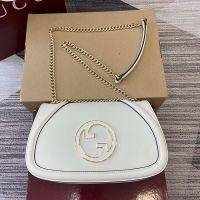 Gucci Blondie Medium Shoulder Bag In Smooth Leather 815715 White