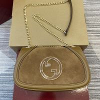 Gucci Blondie Medium Shoulder Bag In Suede 815715 Brown