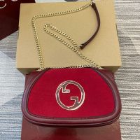 Gucci Blondie Medium Shoulder Bag In Suede 815715 Red