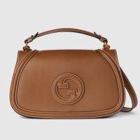 Gucci Blondie Large Top Handle Bag In Smooth Leather 815716 Brown