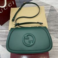 Gucci Blondie Large Top Handle Bag In Smooth Leather 815716 Green