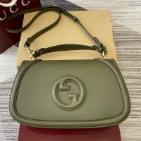 Gucci Blondie Large Top Handle Bag In Smooth Leather 815716 Olive