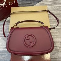Gucci Blondie Large Top Handle Bag In Smooth Leather 815716 Red