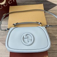 Gucci Blondie Large Top Handle Bag In Smooth Leather 815716 Sky Blue