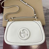 Gucci Blondie Large Top Handle Bag In Smooth Leather 815716 White