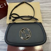Gucci Blondie Large Top Handle Bag In Smooth Leather 815719 Black