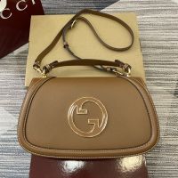 Gucci Blondie Large Top Handle Bag In Smooth Leather 815719 Brown