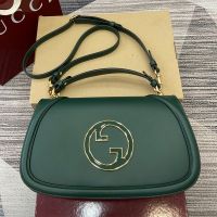 Gucci Blondie Large Top Handle Bag 815719 In Smooth Leather Green