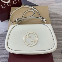 Gucci Blondie Large Top Handle Bag In Smooth Leather 815719 White