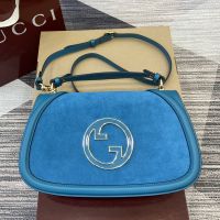 Gucci Blondie Large Top Handle Bag In Suede 815719 Blue