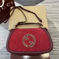 Gucci Blondie Large Top Handle Bag In Suede 815719 Red