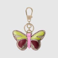 Gucci Butterfly-shaped Keychain In GG Supreme Canvas 837346 Beige/Multicolor