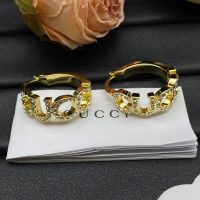 Gucci Crystals Letter Round Earrings In Gold