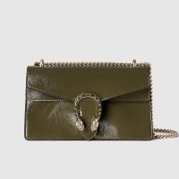 Gucci Dionysus Medium Shoulder Bag In Patent Leather 795005 Olive