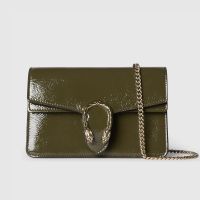 Gucci Dionysus Mini Shoulder Bag In Patent Leather 837370 Olive