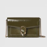 Gucci Dionysus Wallet on Chain In Patent Leather 837374 Olive