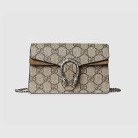 Gucci Dionysus Mini Bag In GG Monogram Canvas with Suede 476432 Beige/Brown
