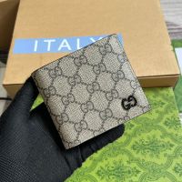 Gucci Small Bifold Wallet with GG Logo In GG Supreme Canvas Beige/Black