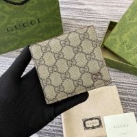 Gucci GG Bifold Wallet 768243 In GG Supreme Canvas Beige/Burgundy