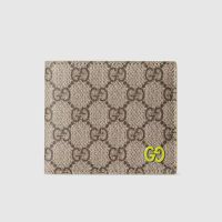 Gucci GG Bifold Wallet 768243 In GG Supreme Canvas Beige/Lemon