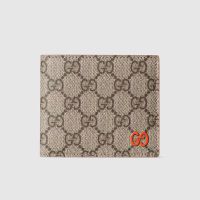 Gucci GG Bifold Wallet 768243 In GG Supreme Canvas Beige/Orange