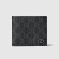 Gucci GG Bifold Wallet 768243 In GG Supreme Canvas Black/Grey