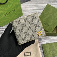 Gucci GG Coin Wallet 768244 In GG Supreme Canvas Beige/Yellow