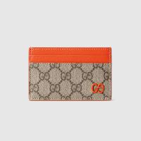 Gucci GG Card Case 768248 In GG Supreme Canvas Beige/Orange
