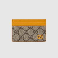 Gucci Card Case with GG Logo In GG Supreme Canvas Beige/Yellow