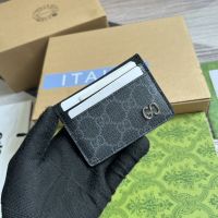 Gucci Card Case with GG Logo In GG Supreme Canvas Black
