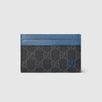Gucci GG Card Case 768248 In GG Supreme Canvas Black/Blue