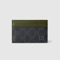 Gucci GG Card Case 768248 In GG Supreme Canvas Black/Olive