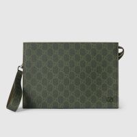 Gucci GG Small Pouch 768255 In GG Monogram Fabric Green